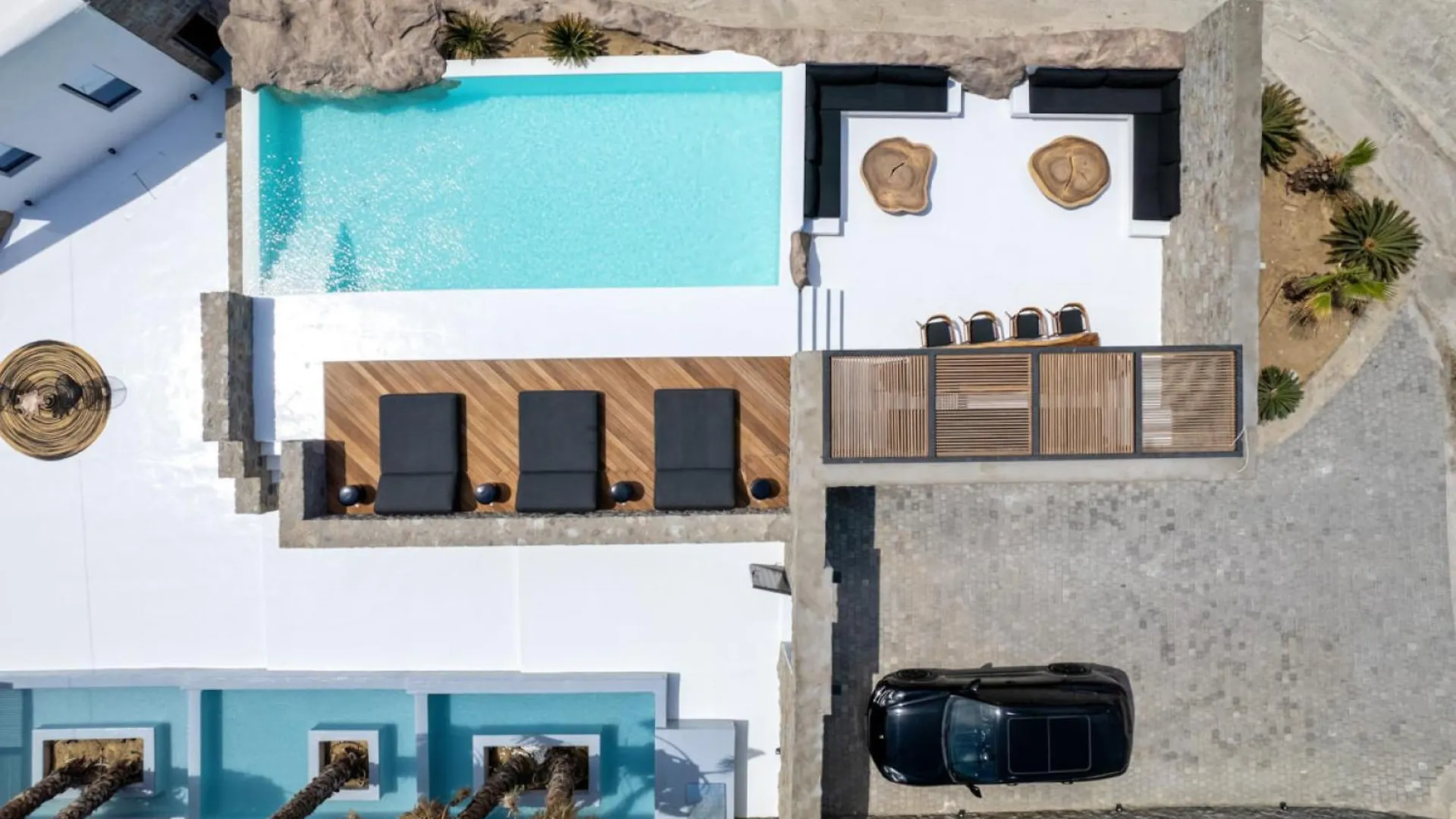 Mykonos Town Black Villa With Cave Heated Pool