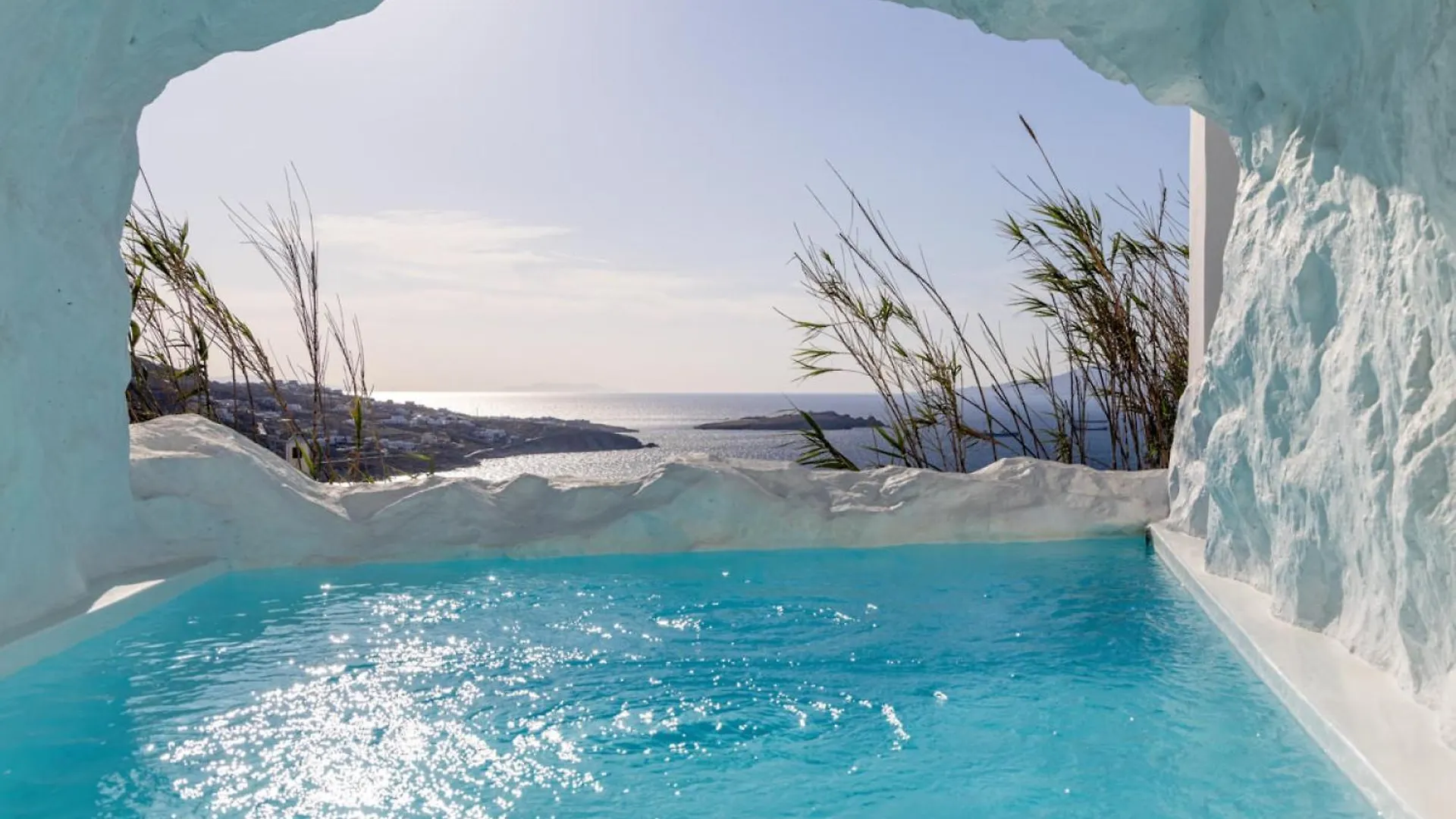 Mykonos Town Black Villa With Cave Heated Pool
