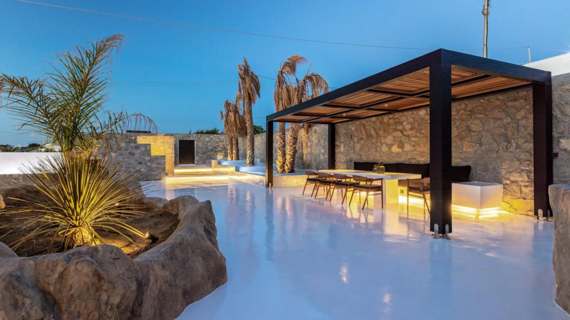 Mykonos Town Black Villa With Cave Heated Pool