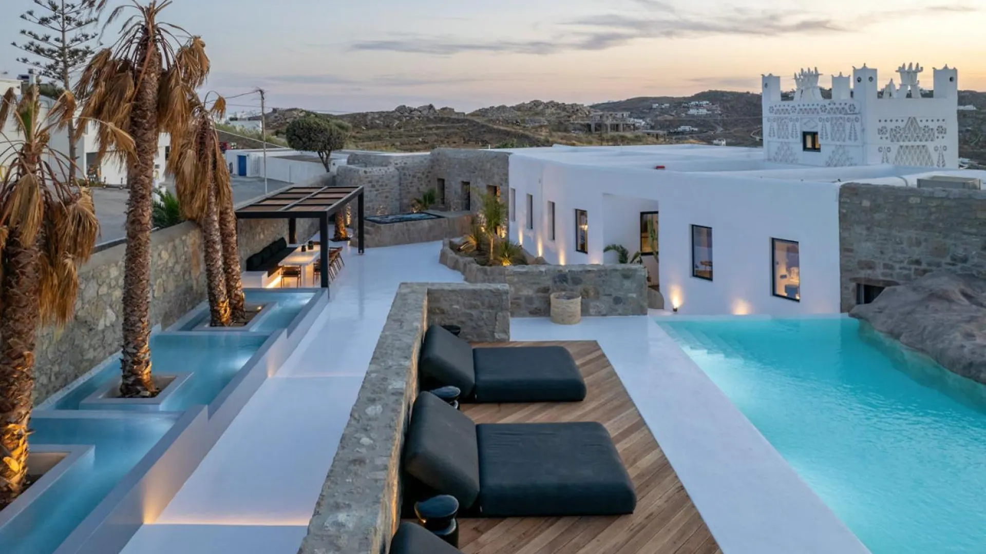 Mykonos Town Black Villa With Cave Heated Pool