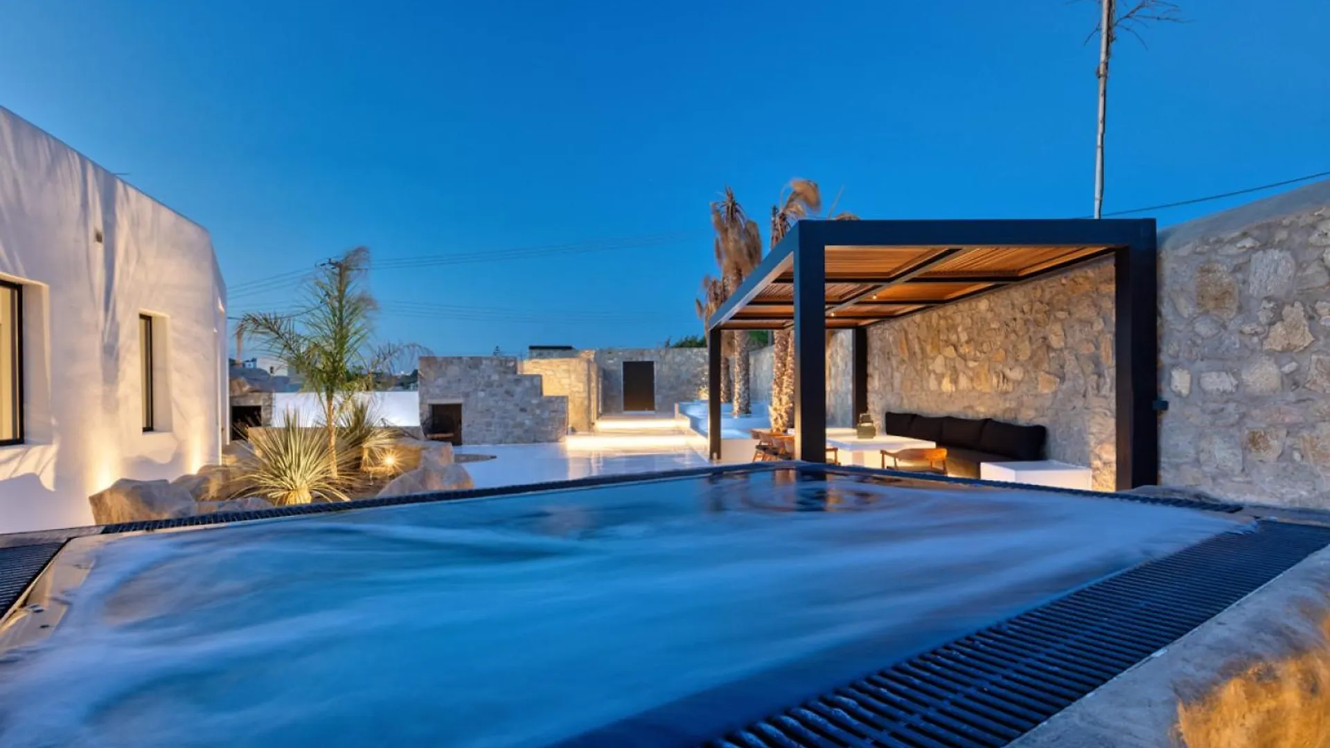 Mykonos Town Black Villa With Cave Heated Pool
