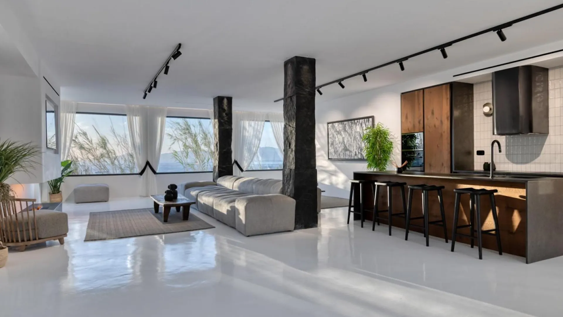 Mykonos Town Black Villa With Cave Heated Pool יוון